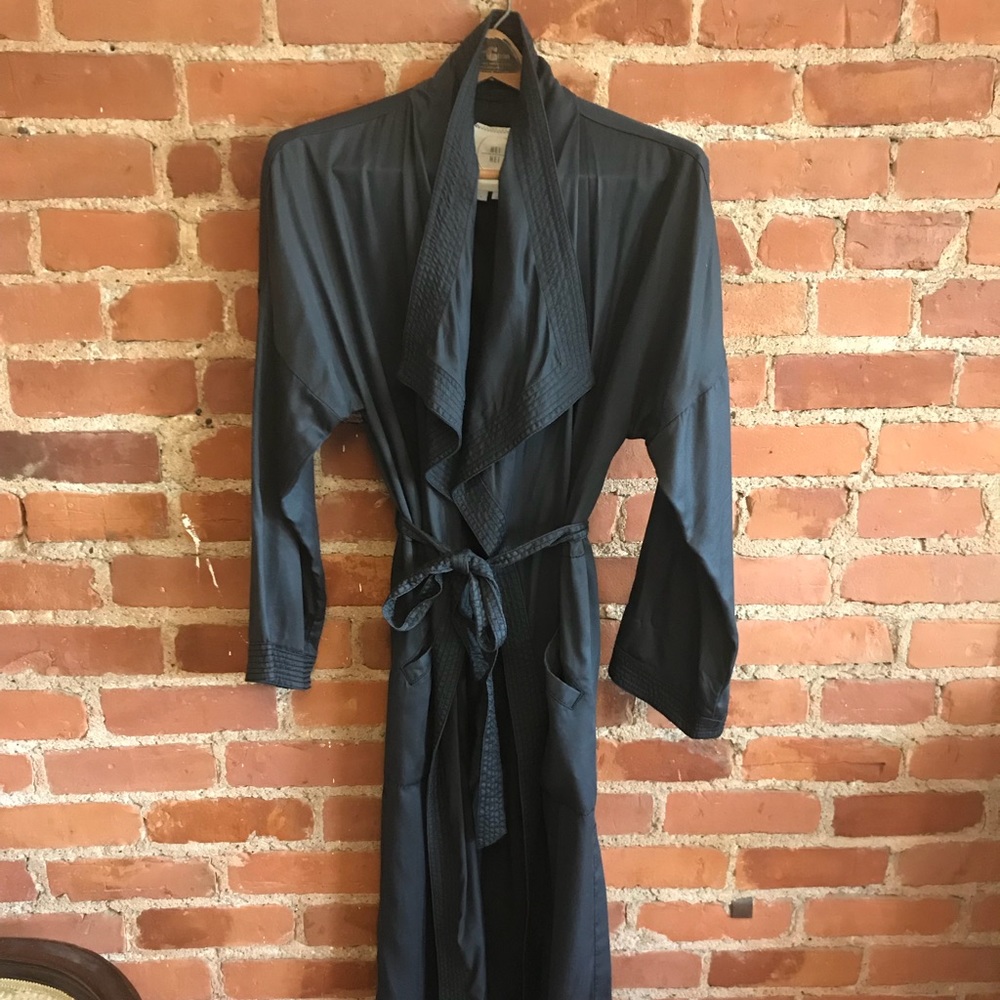 Long Dark Grey Belted Coat from Anthropologie